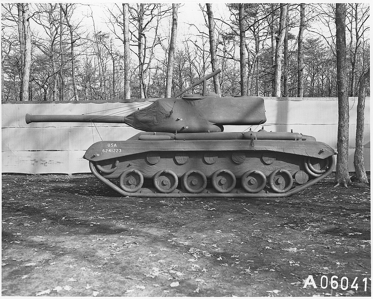 An inflatable dummy tank, the kind of decoy used to fool enemy reconnaissance