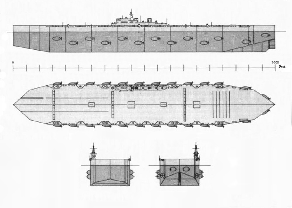 A depiction of Project Habakkuk, Britain’s planned aircraft carrier built from ice