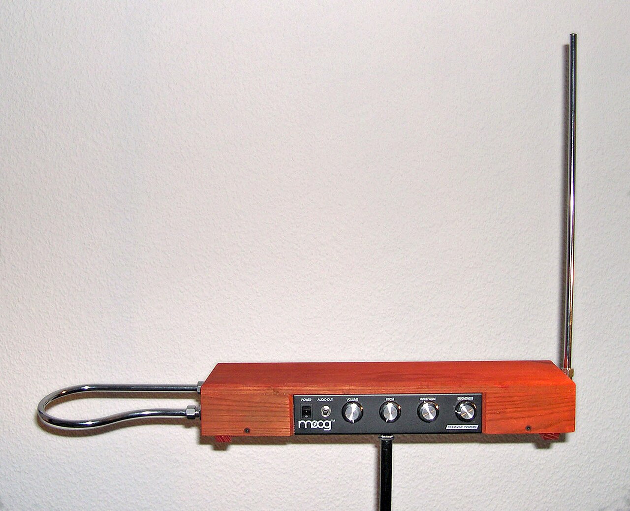 A theremin, an electronic instrument with a pitch antenna and a volume loop