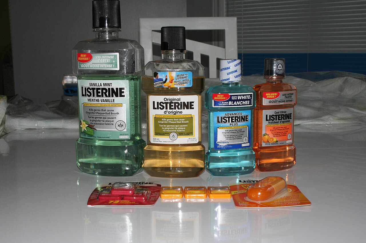 Bottles of Listerine, the antiseptic mouthwash first formulated in 1879