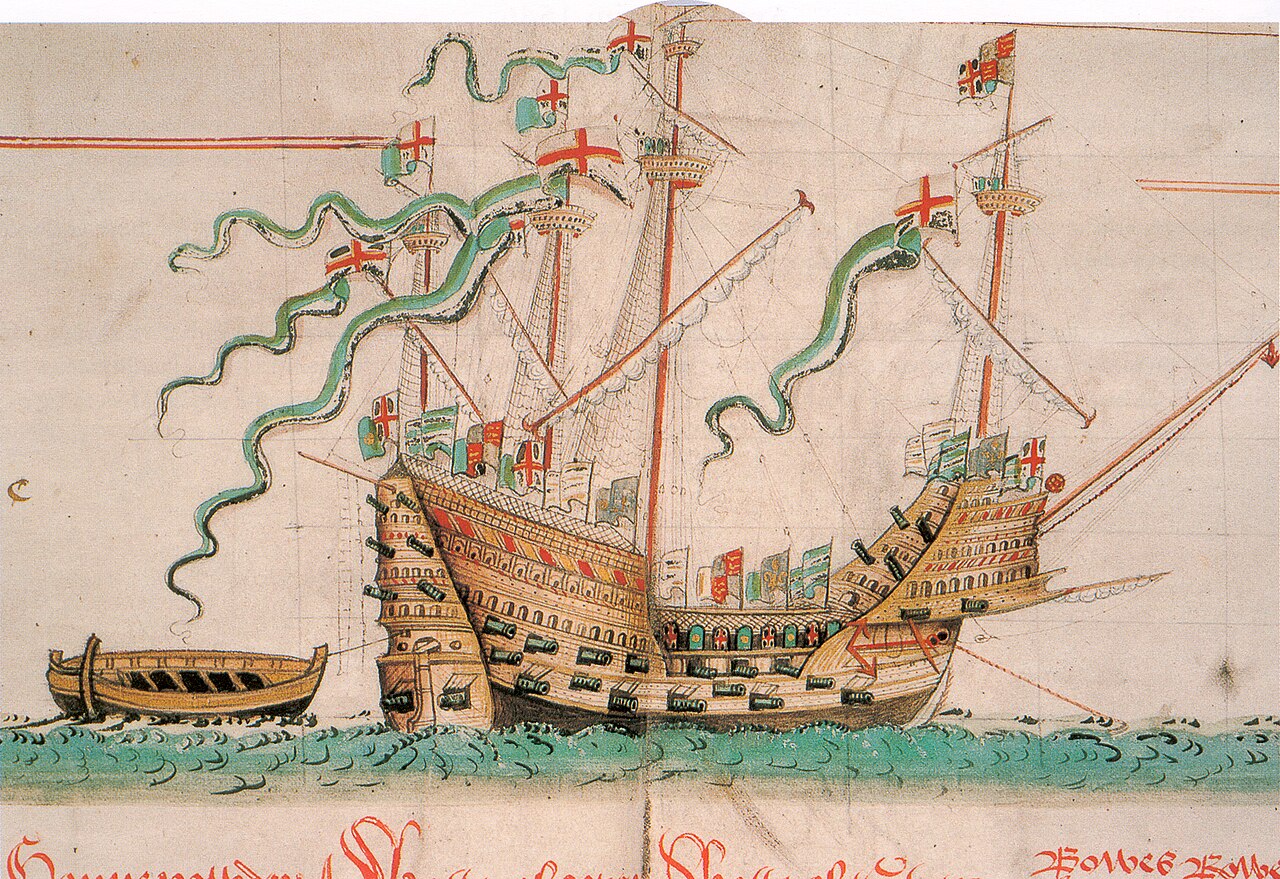 The Mary Rose, the Tudor warship of Henry VIII that sank in 1545