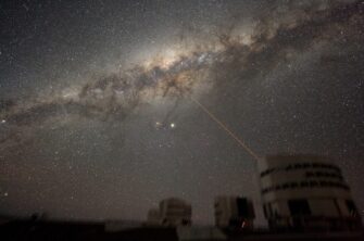 The glowing band of the Milky Way stretching across a dark, star-filled night sky