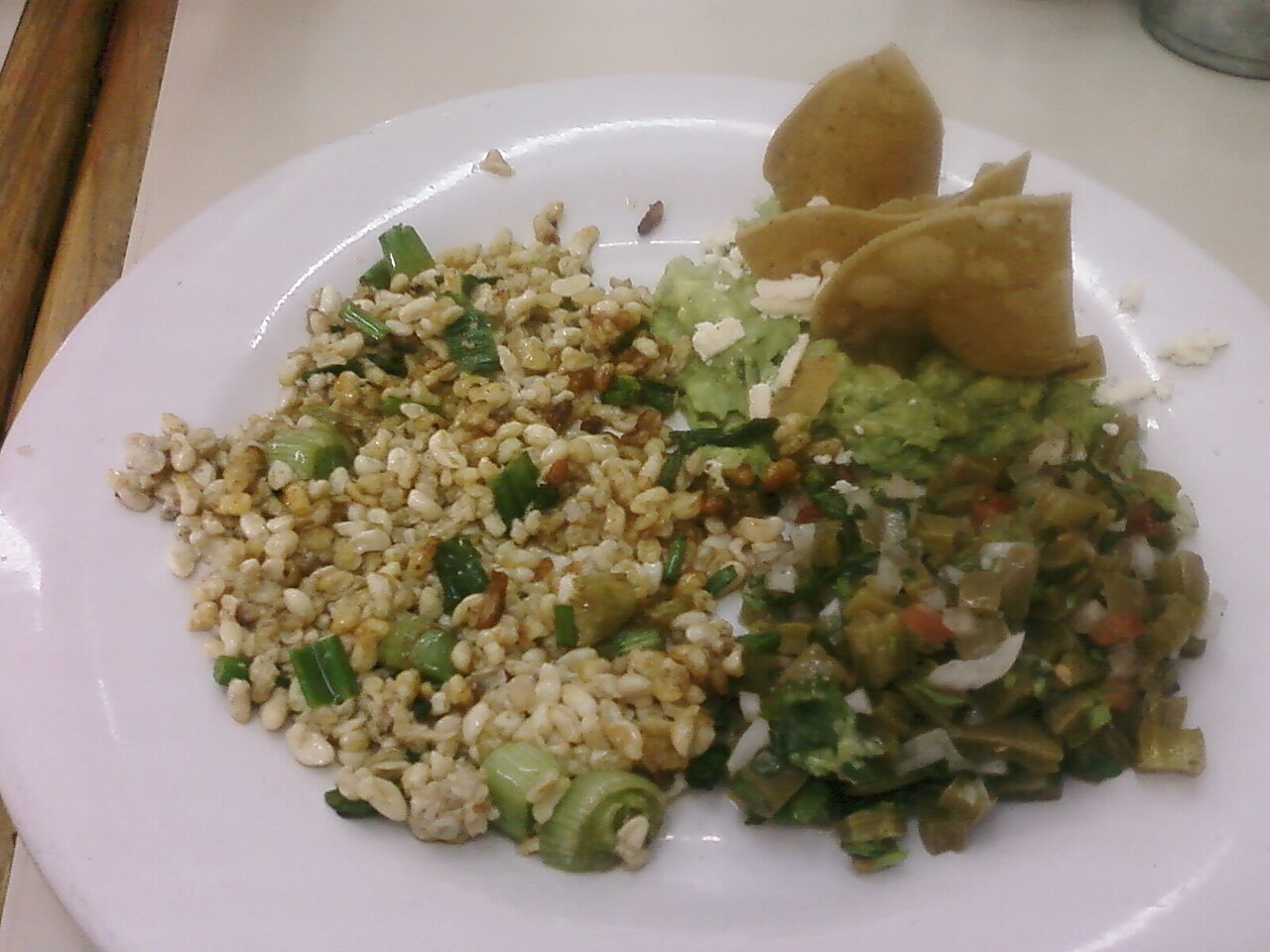 A dish of escamoles, the edible larvae and pupae of Mexican ants
